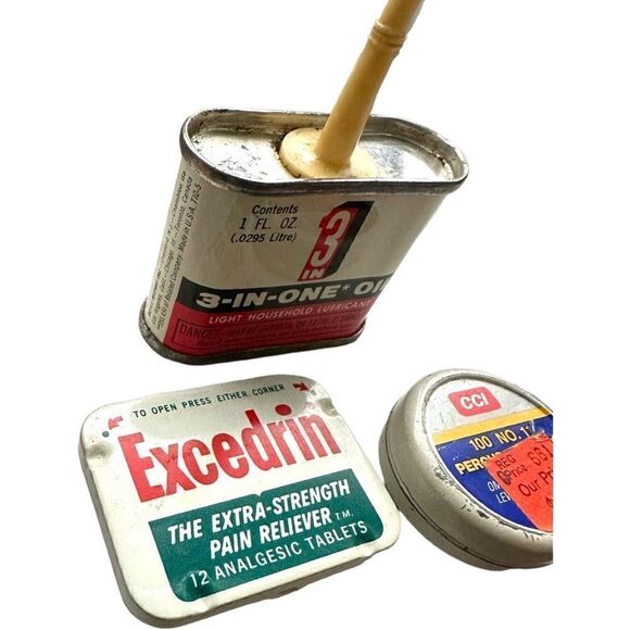 Vintage Other - Vintage Mini Collectible Tin Set – 3-in-One Oil, Excedrin, & CCI